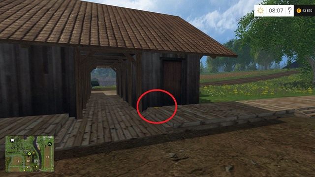 Za budynkiem znajdującym się przy polu nr 12 - Sektor C: monety 30 - 44 | Złote monety w Farming Simulator 15 - Farming Simulator 15 - poradnik do gry