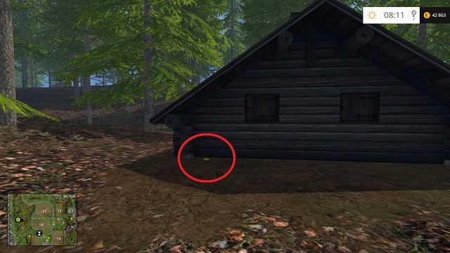 Za chatką, w głębi lasku - Sektor C: monety 30 - 44 | Złote monety w Farming Simulator 15 - Farming Simulator 15 - poradnik do gry