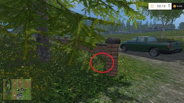 Na ziemi, przy początku kamiennego murku - Sektor C: monety 30 - 44 | Złote monety w Farming Simulator 15 - Farming Simulator 15 - poradnik do gry