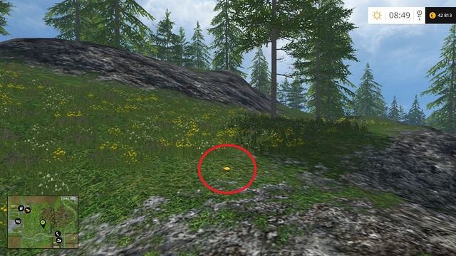 Na małej polanie, tuż przy skalistym zboczu - Sektor D: monety 45 - 54 | Złote monety w Farming Simulator 15 - Farming Simulator 15 - poradnik do gry