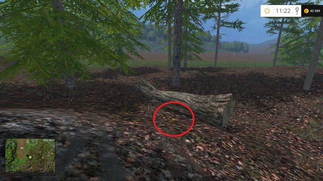 Obok przewróconej kłody - Sektor E: monety 55 - 69 | Złote monety w Farming Simulator 15 - Farming Simulator 15 - poradnik do gry