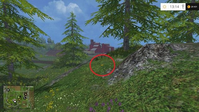 Na ziemi, obok skały i drzewa - Sektor F: monety 70 - 89 | Złote monety w Farming Simulator 15 - Farming Simulator 15 - poradnik do gry