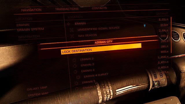 Następnym krokiem jest wybór punktu przeznaczenia wewnątrz układu - Frame Shift Drive | Podróżowanie w Elite Dangerous - Elite: Dangerous - poradnik do gry