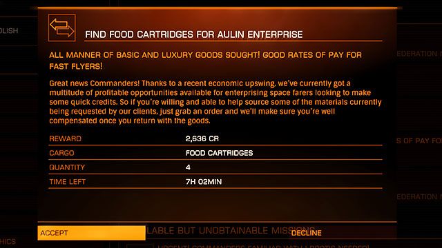 Innym rodzajem misji dostawczych są oferty skupu - Profesje | Zarabianie pierwszych pieniędzy w Elite Dangerous - Elite: Dangerous - poradnik do gry