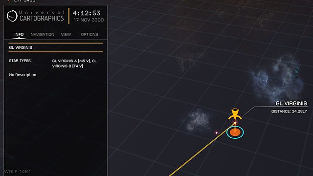 Aby zrobić użytek ze skanera, należy najpierw znaleźć na mapie galaktyki dowolny układ nieposiadający opisu - Profesje | Zarabianie pierwszych pieniędzy w Elite Dangerous - Elite: Dangerous - poradnik do gry