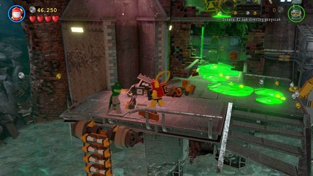 Po wejściu na górę zmień postać na Robina, podejdź do dźwigni przed tobą i odblokuj ją - Pościek | Opis przejścia Lego Batman 3 Poza Gotham - LEGO Batman 3: Poza Gotham - poradnik do gry