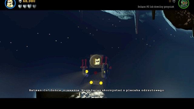 Będąc w pojeździe, dojedź do jaskini obok i szukaj na ziemi srebrnych klocków - Kostium Na Miarę Kosmosu | Opis przejścia Lego Batman 3 Poza Gotham - LEGO Batman 3: Poza Gotham - poradnik do gry