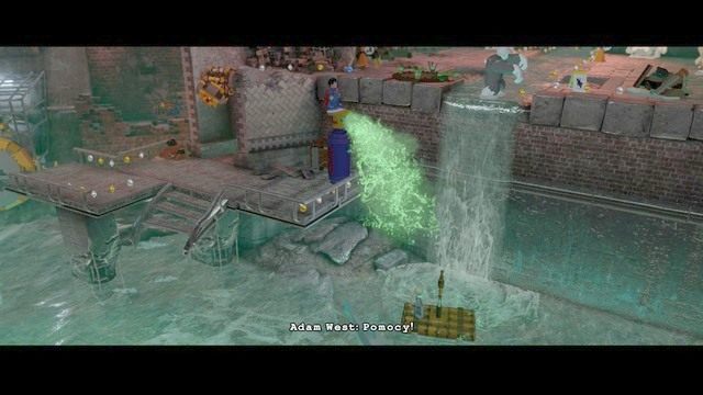 Adam West znajduje się na końcu pierwszej lokacji - Adam West / Czerwony klocek | Pościek - sekrety w Lego Batman 3 Poza Gotham - LEGO Batman 3: Poza Gotham - poradnik do gry