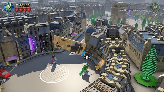 Czwarty minizestaw otrzymasz używając haku na zadaszeniach widocznych na obrazku - Minizestawy | Eurokłopoty - sekrety - LEGO Batman 3: Poza Gotham - poradnik do gry