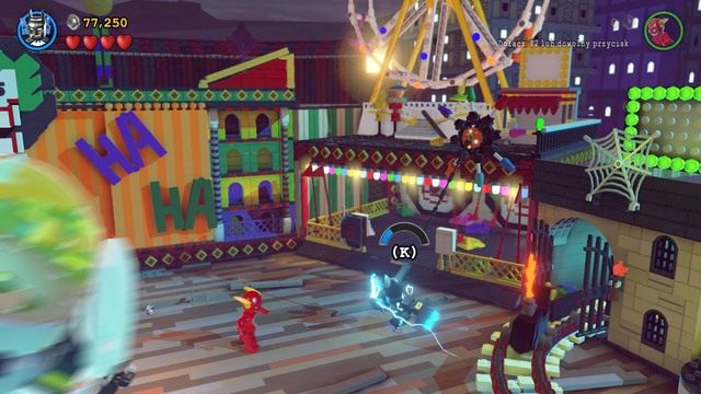 Trzecią postać możesz zdobyć zakręcając i niszcząc koła z fajerwerkami w wesołym miasteczku - Postacie | Małe Gotham Duży Problem - sekrety w Lego Batman 3 Poza Gotham - LEGO Batman 3: Poza Gotham - poradnik do gry