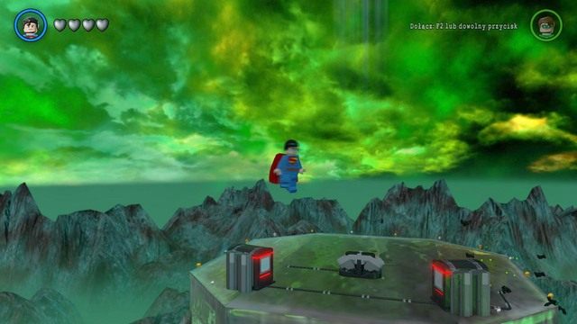Żeby odblokować skrzynię na filarze przejdź do prawej strony i zmień postać na Batmana oraz ubierz się w kostium z czujnikami - Postacie i pojazdy | Oa - sekrety w Lego Batman 3 Poza Gotham - LEGO Batman 3: Poza Gotham - poradnik do gry