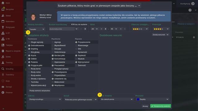 Kolejny ekran to precyzowanie wymagań odnośnie przyszłego narybku - definiujemy przedział wiekowy, w którym musi znaleźć się piłkarz, obecne umiejętności i potencjał w formie gwiazdek oraz sposób, w jaki chcemy go pozyskać (transfer, wypożyczenie, wolny zawodnik) - Skauting | Transfery | Football Manager 2015 - Football Manager 2015 - poradnik do gry
