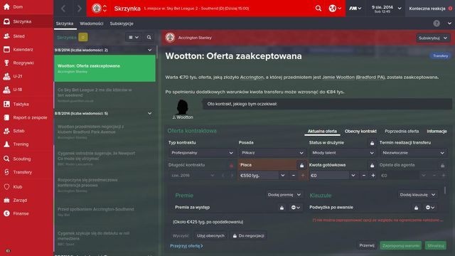 Jeśli dojdziemy do porozumienia z klubem w kwestii kwoty odstępnego i dostaniemy zielone światło do dalszych działań, możemy przystąpić do ostatniego etapu walki o zawodnika, czyli negocjacji kontraktowych z samym zainteresowanym - Negocjacje z zawodnikiem | Transfery | Football Manager 2015 - Football Manager 2015 - poradnik do gry