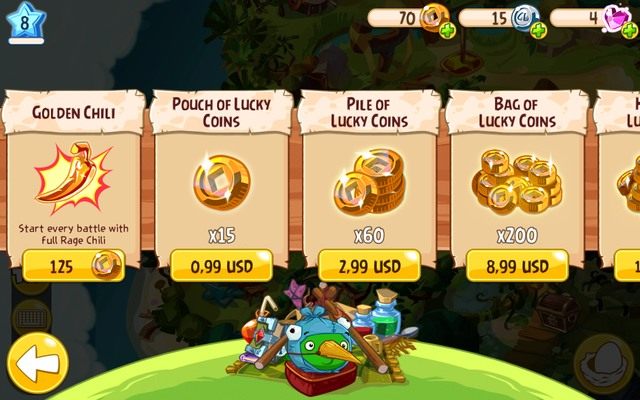 Waluty dostępne w grze widoczne są u góry ekranu - kolejno Lucky Coins, Snoutlings, Friendship Essence. - Waluta dostępna w grze | Dodatkowe informacje | Angry Birds Epic - Angry Birds Epic - poradnik do gry