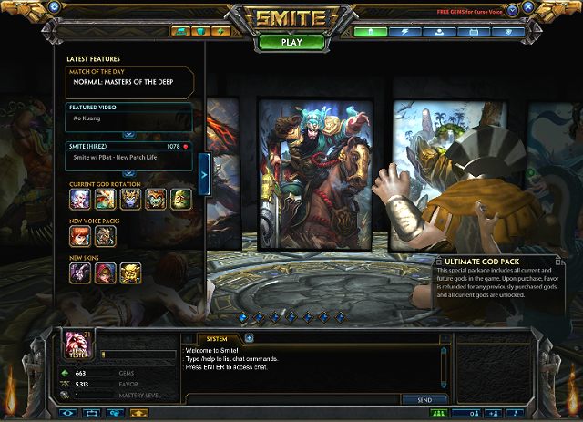 Główny ekran gry - Objaśnienia funkcji klienta gry | Jak zacząć? | Smite - Smite - poradnik do gry
