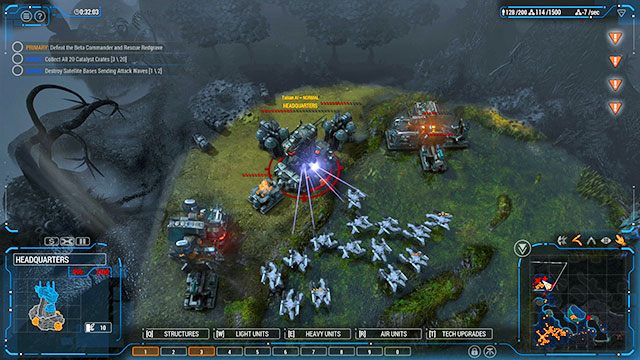 W czasie marszu na obie bazy natrafisz na kontenery z Catalyst [niebieskie znaczniki na mapie] - Misja 8 - The Observatory | Kampania Human | Grey Goo - Grey Goo - poradnik do gry