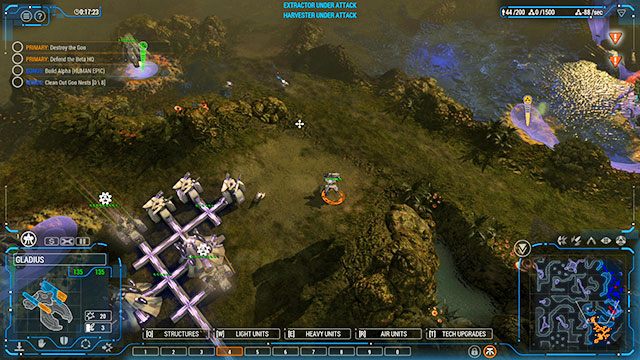 Badając mapę szybko odkryjesz pierwsze Goo Nest [błękitne 1-8] - Misja 10 - The Terminal | Kampania Human | Grey Goo - Grey Goo - poradnik do gry