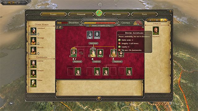 W zakładce ród i polityka znajdziesz trzy bardzo ważne wskaźniki, wpływające na stan całego państwa - Władza państwowa w Total War Attila | Dwór i władza państwowa - Total War: Attila - poradnik do gry