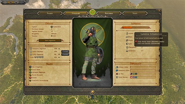 Ten wskaźnik określa ogólną pozycję twojego państwa na arenie międzynarodowej - Poziom imperium w Total War Attila | Dwór i władza państwowa - Total War: Attila - poradnik do gry