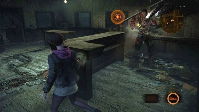 Krążąc wokół stołu skutecznie unikniesz przewiercenia. - Ważny wybór - Pedro | Resident Evil Revelations 2 - Resident Evil: Revelations 2 - Kolonia Karna - poradnik do gry