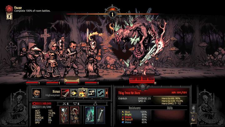 Startowa drużyna poradzi sobie i z tym bossem. - Gwiezdny Stwór (Thing from the Stars) Boss w The Color of Madness - Darkest Dungeon - poradnik do gry