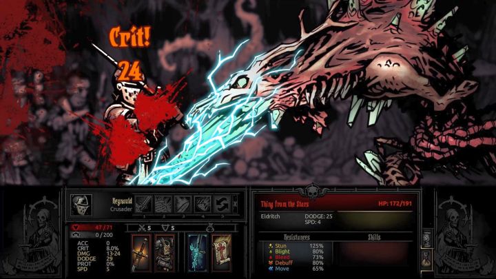 W drugiej fazie walki boss potrafi przywalić. - Gwiezdny Stwór (Thing from the Stars) Boss w The Color of Madness - Darkest Dungeon - poradnik do gry