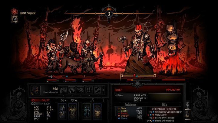 Ilość zainfekowanych bohaterów ma wpływ na szansę na wpadnięcie na Fanatyka. - Darkest Dungeon The Crimson Court: Wzywanie i unikanie Fanatyka - Darkest Dungeon - poradnik do gry