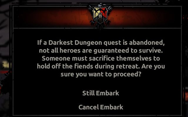 Przed rozpoczęciem zadania jesteśmy informowani o jego konsekwencjach. - Darkest Dungeon: Porady na start - Lokacja Darkest Dungeon - Darkest Dungeon - poradnik do gry
