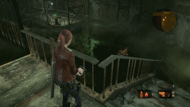 Na dole musisz pociągnąć za wajchę, która odsłoni przejście do dalszej części ścieków. - Przedostań się przez ścieki | Wyrok - Claire | Resident Evil Revelations 2 - Resident Evil: Revelations 2 - Kolonia Karna - poradnik do gry