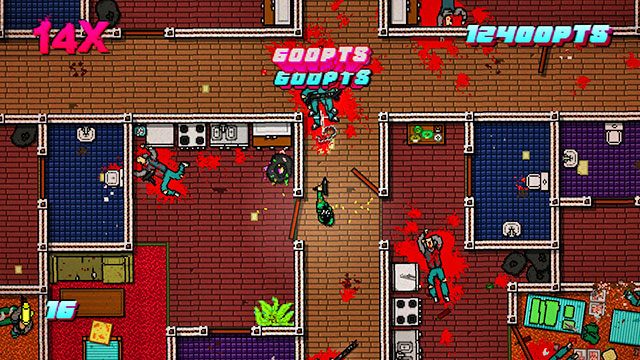Kolejny przeciwnik czeka w dolnym, lewym rogu planszy - Scene 6 - Moving Up | Act 2 - Rising | Hotline Miami 2 Wrong Number - Hotline Miami 2: Wrong Number - poradnik do gry