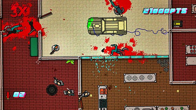 Idź do pomieszczenia, skąd wybiegła ostatnia grupa wrogów i dalej na prawo - Scene 7 - No Mercy | Act 2 - Rising | Hotline Miami 2 Wrong Number - Hotline Miami 2: Wrong Number - poradnik do gry