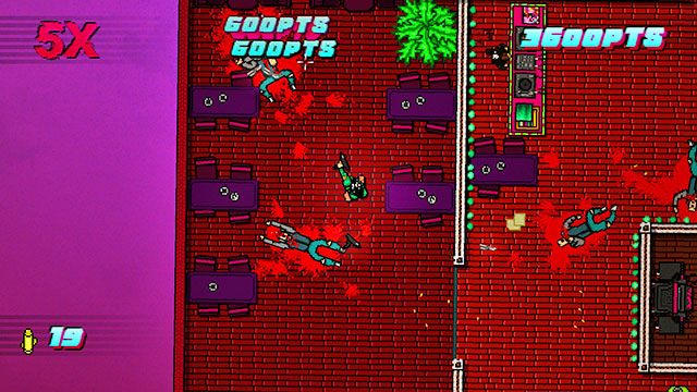 Kolejnych dwóch wrogów spotkasz w pomieszczeniach na dole - Scene 8 - Execution | Act 2 - Rising | Hotline Miami 2 Wrong Number - Hotline Miami 2: Wrong Number - poradnik do gry