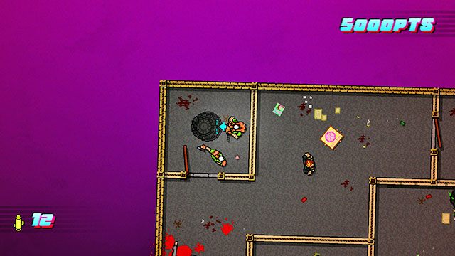 Zabij przeciwnika patrującego teren po prawej i idź do góry - Scene 10 - Into the Pit | Act 3 - Climax | Hotline Miami 2 Wrong Number - Hotline Miami 2: Wrong Number - poradnik do gry
