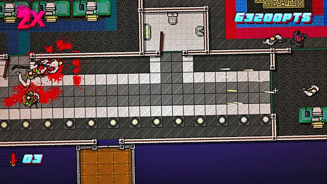 W pomieszczeniu czeka na ciebie mięśniak i kilku przeciwników - Scene 12 - Death Wish | Act 3 - Climax | Hotline Miami 2 Wrong Number - Hotline Miami 2: Wrong Number - poradnik do gry