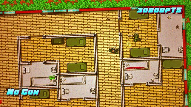 Kolejni dwaj czekają w lewej części budynku - Scene 14 - Stronghold | Act 4 - Falling | Hotline Miami 2 Wrong Number - Hotline Miami 2: Wrong Number - poradnik do gry