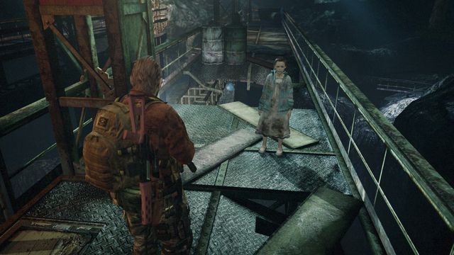 Będąc na dźwigu, już po drugiej stronie popatrz się spod filara nr 4 w stronę numeru 3 - Metamorfoza - Barry | Emblematy wieży | Resident Evil Revelations 2 - Resident Evil: Revelations 2 - Kolonia Karna - poradnik do gry