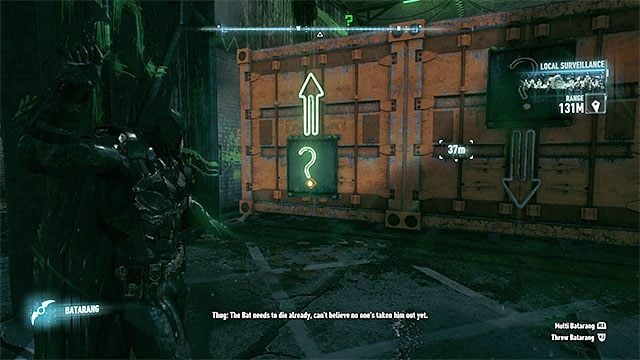 Podnieś kontenery z użyciem batarangu - Trofea Człowieka-Zagadki na wyspie Bleake Island (1-18) | Wyspa Bleake Island - Batman Arkham Knight - poradnik do gry