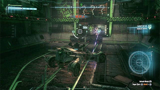 Odpal ładunek EMP żeby wyłączyć tymczasowo pole siłowe - Trofea Człowieka-Zagadki na wyspie Bleake Island (1-18) | Wyspa Bleake Island - Batman Arkham Knight - poradnik do gry