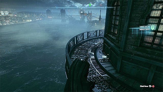 Zbadaj górne balkoniki latarni morskiej - Trofea Człowieka-Zagadki na wyspie Bleake Island (19-36) | Wyspa Bleake Island - Batman Arkham Knight - poradnik do gry