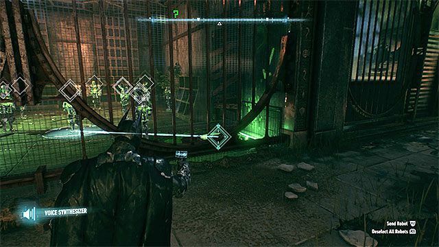 Skorzystaj z syntezatora mowy żeby ustawić jedną z maszyn na płycie naciskowej - Trofea Człowieka-Zagadki na wyspie Founders Island (17-33) | Wyspa Founders Island - Batman Arkham Knight - poradnik do gry