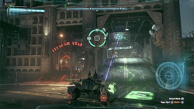 Wymagane gadżety: batmobil, wyciągarka, ogień zaporowy, pazur - Trofea Człowieka-Zagadki na wyspie Miagani Island (20-38) | Wyspa Miagani Island - Batman Arkham Knight - poradnik do gry