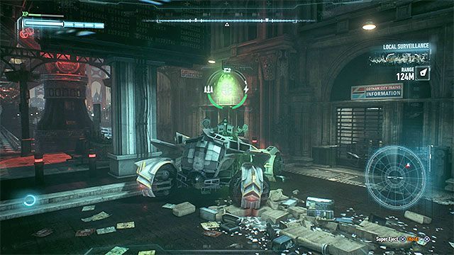 Zlokalizuj okrągły zielony znak i użyj działka 60mm - Trofea Człowieka-Zagadki na wyspie Miagani Island (20-38) | Wyspa Miagani Island - Batman Arkham Knight - poradnik do gry