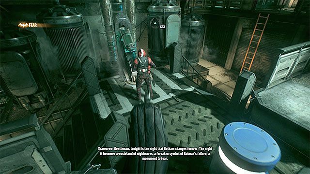 Przeciwników najlepiej jest zachodzić od tyłu i po cichu eliminować - Powstrzymanie Stracha na Wróble przed wysadzeniem fabryki ACE Chemicals | Główny wątek fabularny - Batman Arkham Knight - poradnik do gry