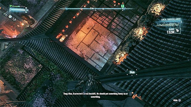 Do kryjówki wskocz przez dziurę w suficie - Uratowanie Wyroczni więzionej w kryjówce Stracha na Wróble | Główny wątek fabularny - Batman Arkham Knight - poradnik do gry