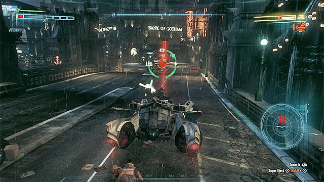 Uważaj na ataki czołgu Deathstrokea - polegaj na unikach oraz na działku Vulcan - Deathstroke | Pojedynki z bossami w Batman Arkham Knight - Batman Arkham Knight - poradnik do gry