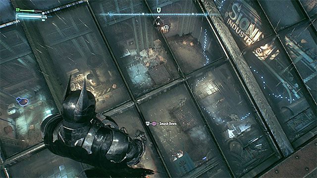 Zaatakuj wrogów od strony szklanego sufitu - Przemytnik broni (Gunrunner) | Poszukiwani przestępcy w Batman Arkham Knight - Batman Arkham Knight - poradnik do gry