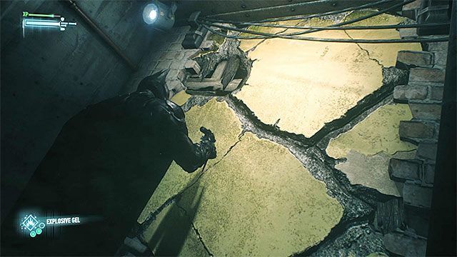 Rozpyl żel na ścianie, przy której stoi pięciu uzbrojonych zbirów - Przemytnik broni (Gunrunner) | Poszukiwani przestępcy w Batman Arkham Knight - Batman Arkham Knight - poradnik do gry