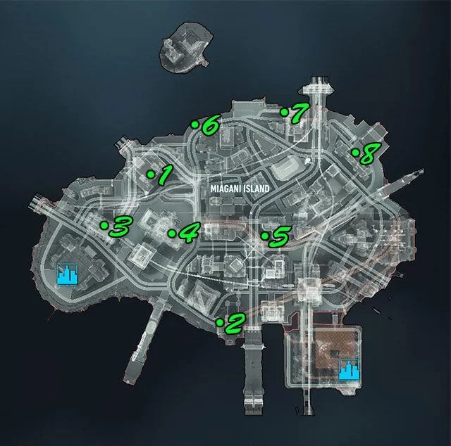 Powyższa mapa prezentuje rozmieszczenie punktów kontrolnych milicji - Przejmij kontrolę nad drogami (Own the Roads) | Poszukiwani przestępcy - Batman Arkham Knight - poradnik do gry