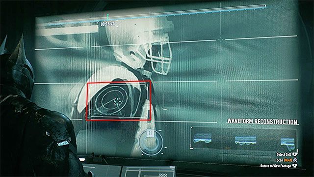 Kolejny marker pojawi się w okolicach 16 sekundy i pokazany on został na dołączonym obrazku - Spadkobierca maski (Heir to the Cowl) | Poszukiwani przestępcy - Batman Arkham Knight - poradnik do gry
