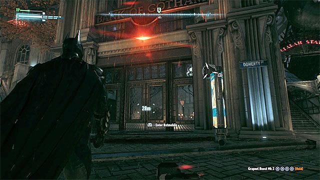 Wejdź do banku żeby rozpocząć eliminację podwładnych Dwóch Twarzy - Bandyta o dwóch twarzach (Two-Faced Bandit) | Poszukiwani przestępcy - Batman Arkham Knight - poradnik do gry